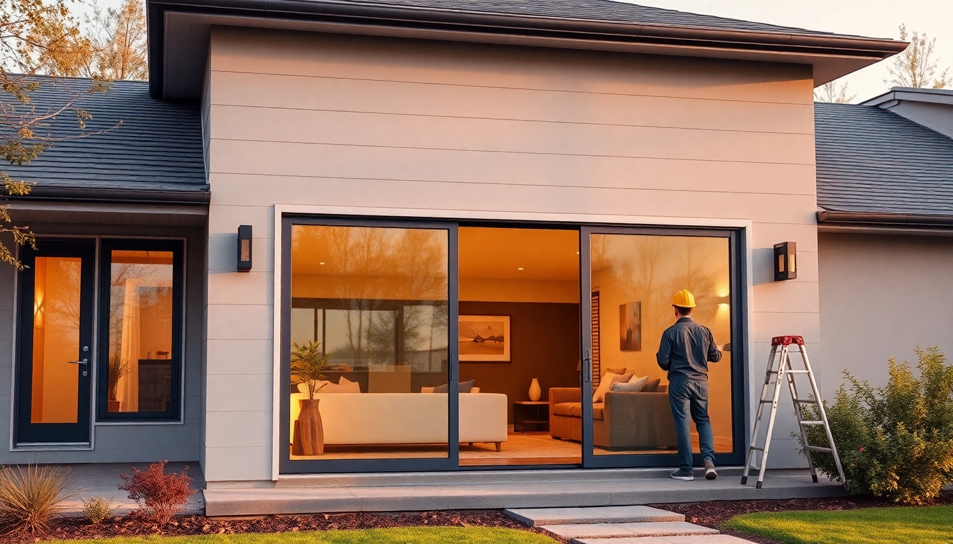 Contractor demonstrates how to replace a sliding glass door in a modern home.