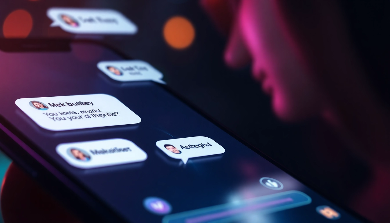 AI girlfriend engaging in realistic unfiltered NSFW chat on a modern digital interface, emphasizing intimacy and advanced AI customization.